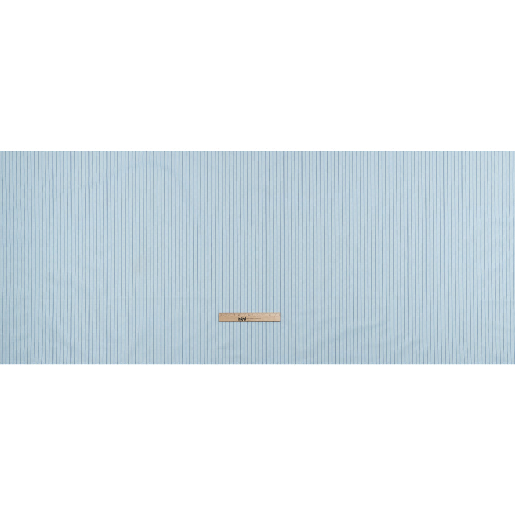 Cotton Dobby Shirting - Aqua Blue and Navy Stripes and Pluses - Deadstock - Full