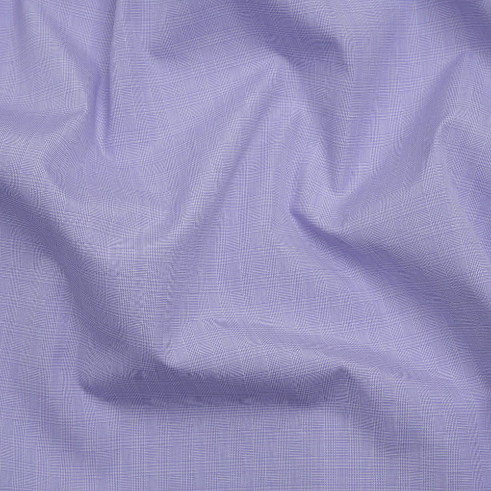 Cotton Shirting - Lilac and White Mini Glen Plaid Check - Deadstock