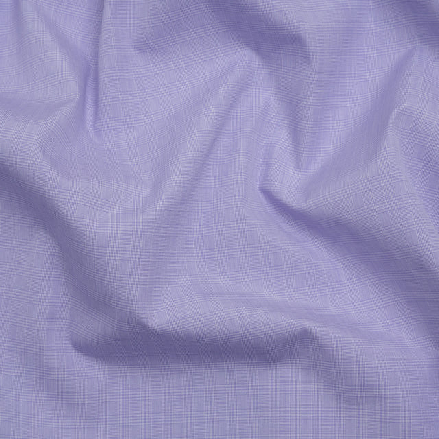 Cotton Shirting - Lilac and White Mini Glen Plaid Check - Deadstock
