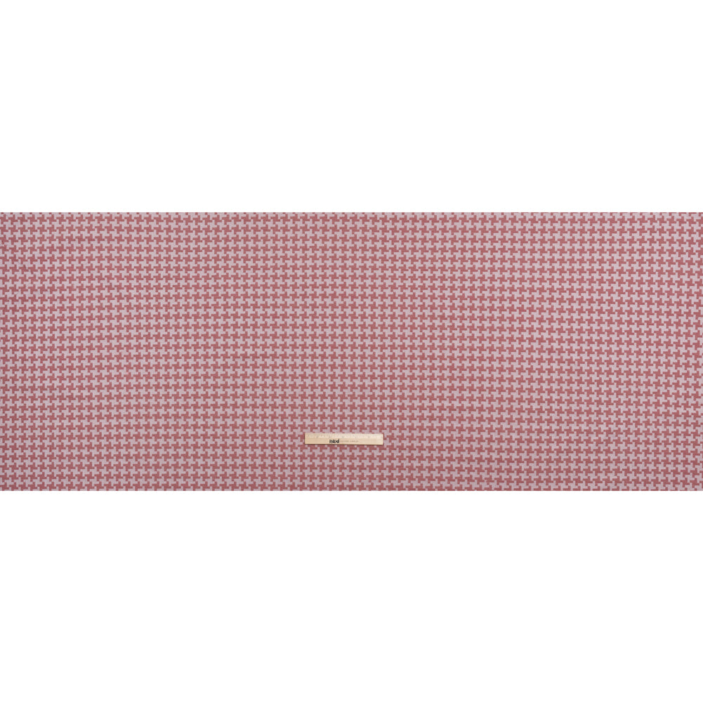 Cotton Twill Shirting - Red and White Geometric Houndstooth - Deadstock - Full