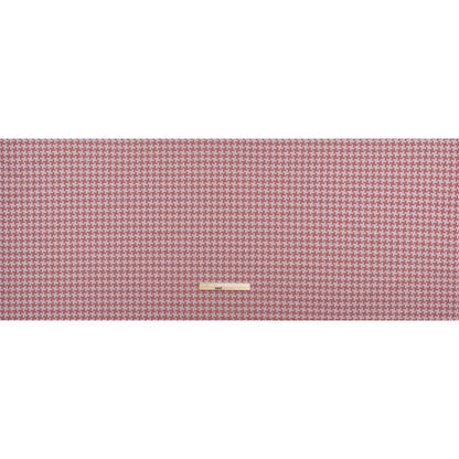 Cotton Twill Shirting - Red and White Geometric Houndstooth - Deadstock