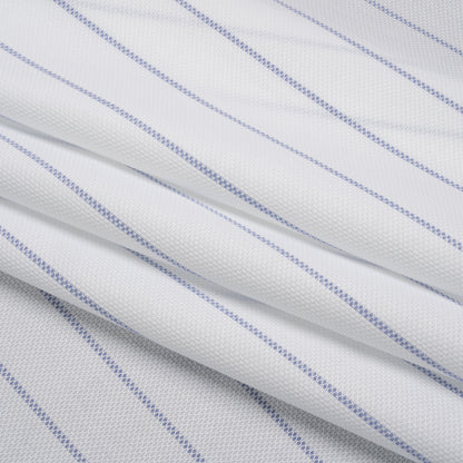 Cotton Birdseye Pique - White and Dark Blue Stripes - Deadstock