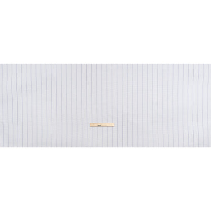 Cotton Birdseye Pique - White and Dark Blue Stripes - Deadstock