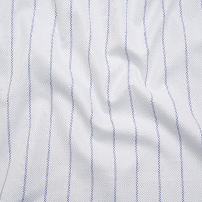 Cotton Birdseye Pique - White and Dark Blue Stripes - Deadstock