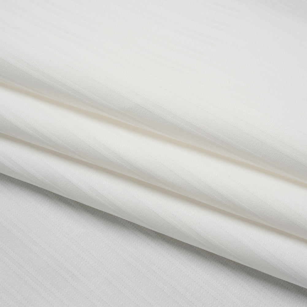Cotton Herringbone Twill - White Stripes - Deadstock - Folded