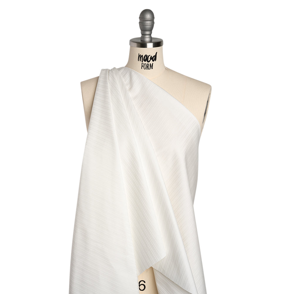 Cotton Herringbone Twill - White Stripes - Deadstock - Drape