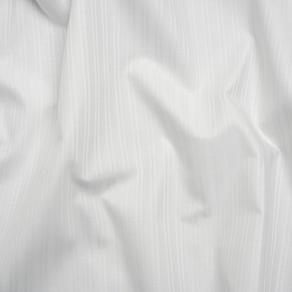 Cotton Herringbone Twill - White Stripes - Deadstock