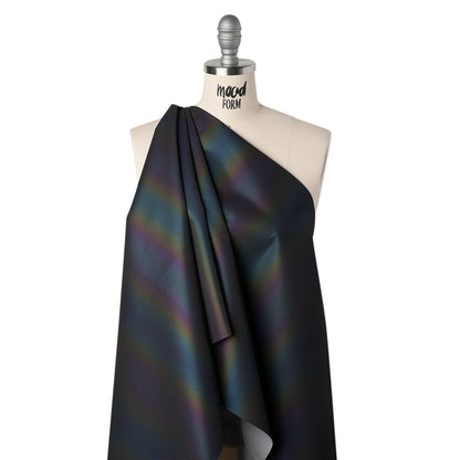 Bonded Mesh and Reflective Fabric - Rainbow Ombre Stripes and Black