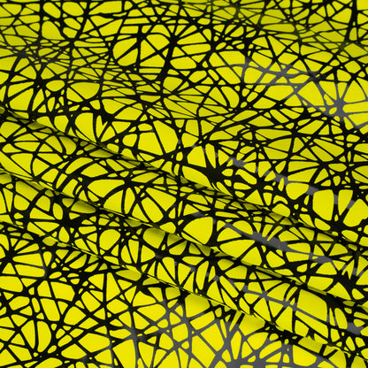 Printed Reflective Fabric - Fluorescent Yellow with Black Web Folded