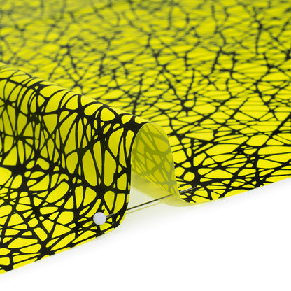 Printed Reflective Fabric - Fluorescent Yellow with Black Web Detail