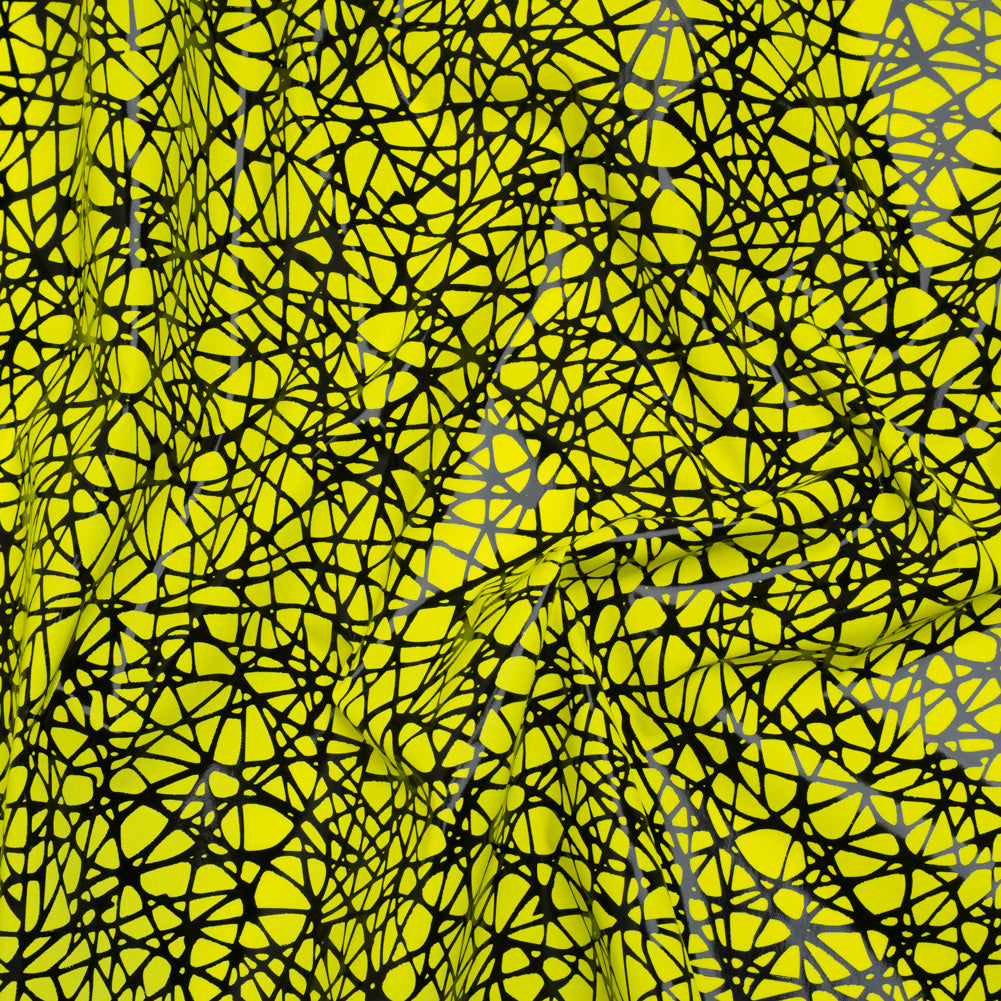 Printed Reflective Fabric - Fluorescent Yellow with Black Web