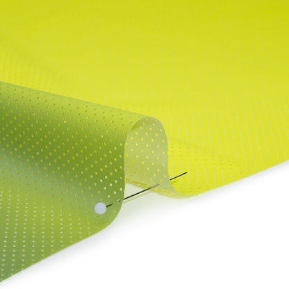 Perforated Reflective Fabric - Fluorescent Yellow and Silver Gray Ombre