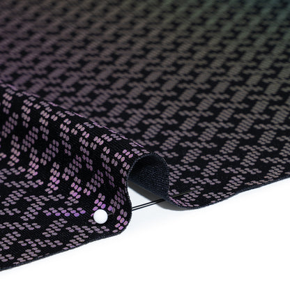 Reflective Print Spandex Knit with 4-Way Stretch - Rainbow and Black Geometric Basketweave