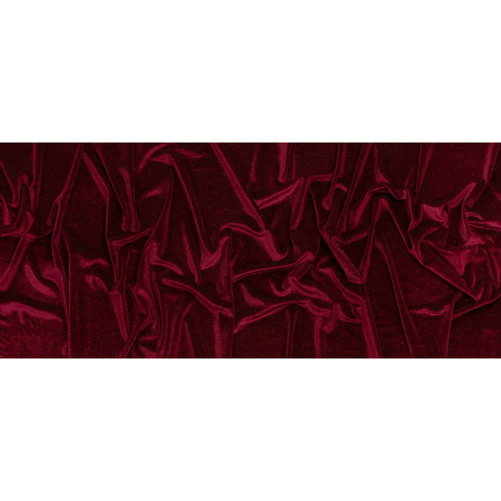 Glitter Stretch Polyester Velour - Burgundy - Designer Deadstock - Full