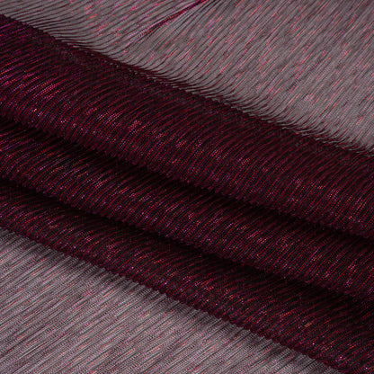 Metallic Plisse Mesh - Plum and Black - Designer Deadstock Detail