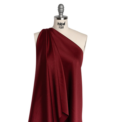 Hammered Polyester Satin - Wine Red - Designer Deadstock