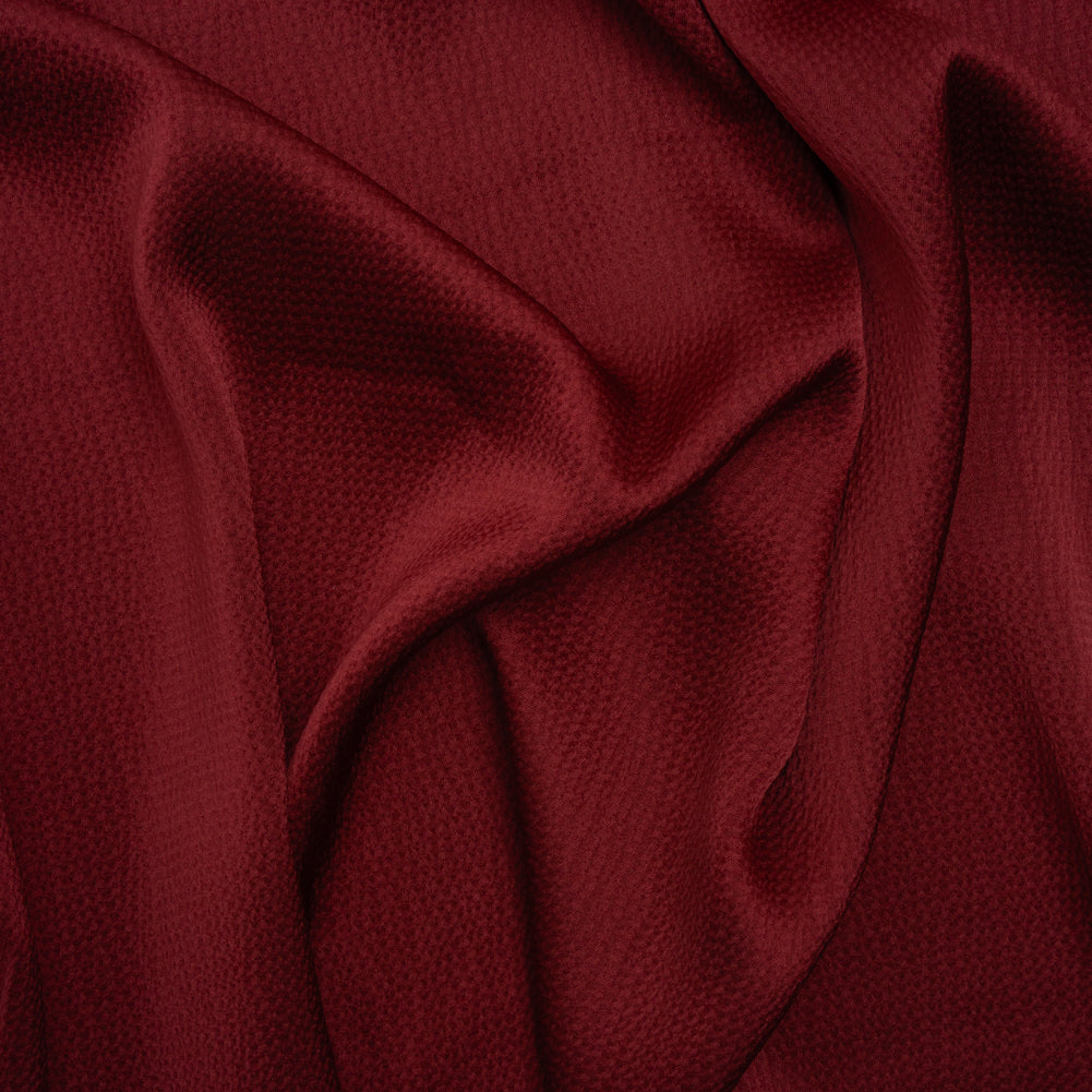 Hammered Polyester Satin - Wine Red - Designer Deadstock