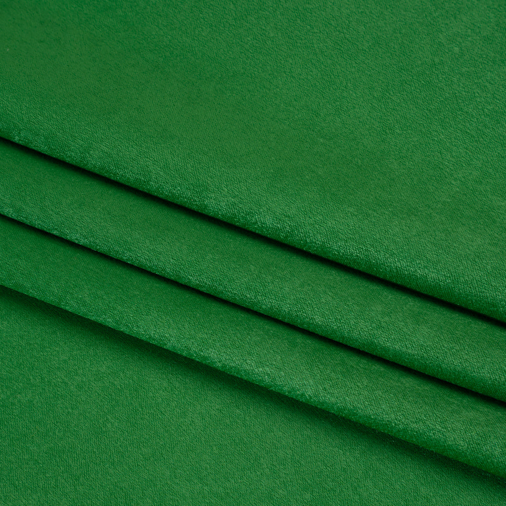 Washed Polyester Satin - Kelly Green - Designer Deadstock - Folded