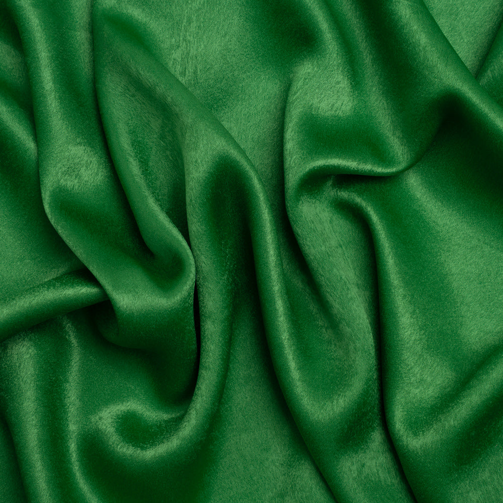 Washed Polyester Satin - Kelly Green - Designer Deadstock