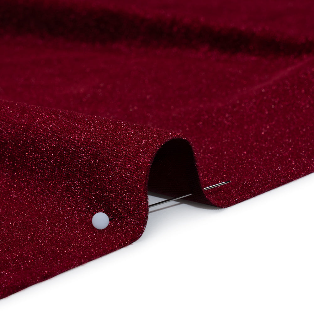 Stretch Polyester Velour - Wine Red - Designer Deadstock - Detail