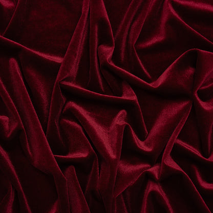 Stretch Polyester Velour - Wine Red - Designer Deadstock