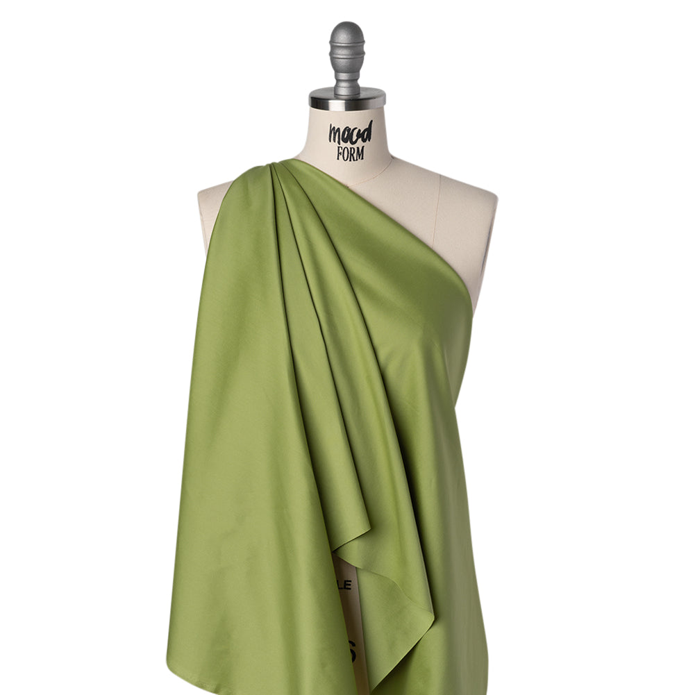 Stretch Cotton and Nylon Poplin - Moss Green - Designer Deadstock Folded