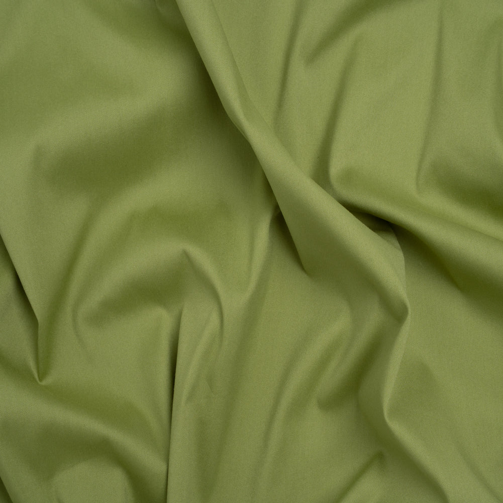 Stretch Cotton and Nylon Poplin - Moss Green - Designer Deadstock Drape