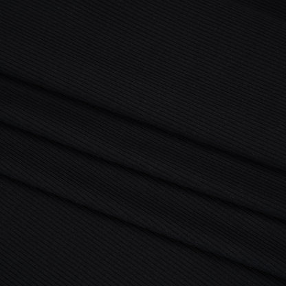 Stretch Rayon 2x2 Rib Knit - Black - Designer Deadstock