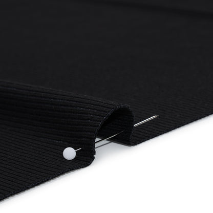 Stretch Rayon 2x2 Rib Knit - Black - Designer Deadstock