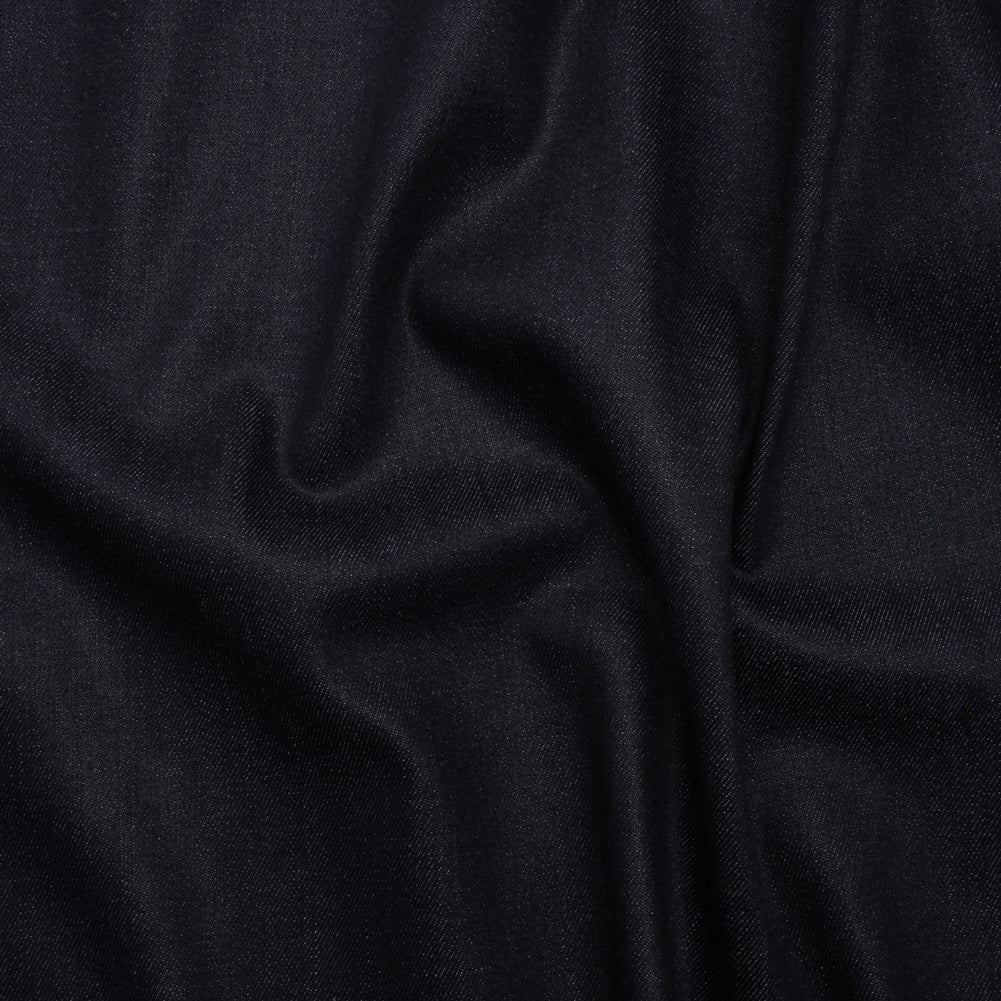 Medium Weight Stretch Cotton Denim Twill - Dark Indigo - Deadstock