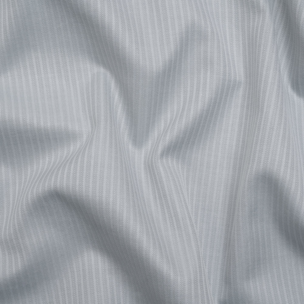 Cotton Twill Shirting - Light Gray Herringbone Stripes - Deadstock