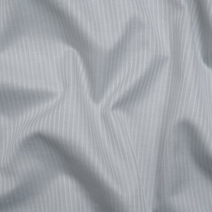 Cotton Twill Shirting - Light Gray Herringbone Stripes - Deadstock