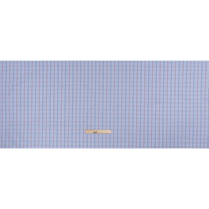 Cotton Twill Shirting - Light Blue, Navy and Red Plaid - Deadstock
