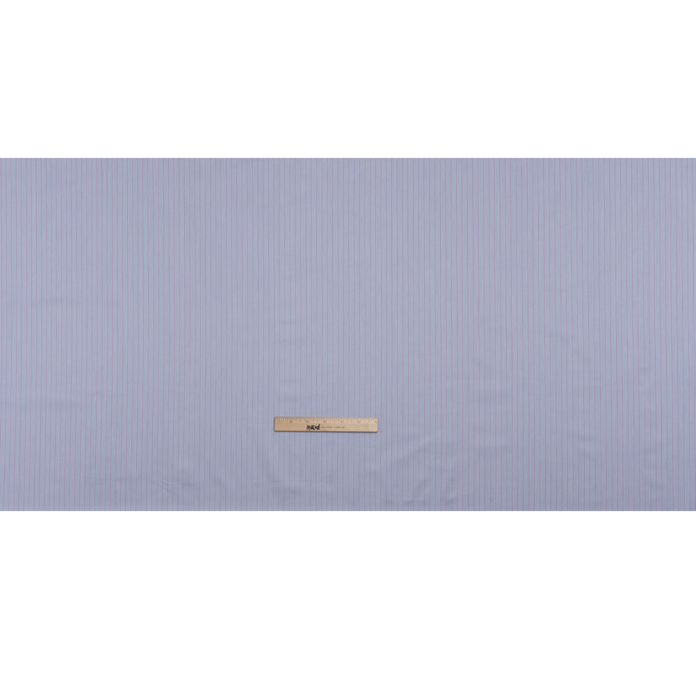 Cotton Twill Shirting - Lilac Purple, Grayish Blue and White Stripes - Deadstock - Full