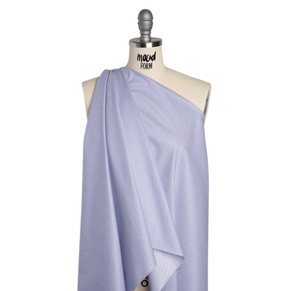 Cotton Twill Shirting - Lilac Purple, Grayish Blue and White Stripes - Deadstock