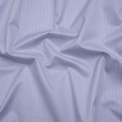 Cotton Twill Shirting - Lilac Purple, Grayish Blue and White Stripes - Deadstock