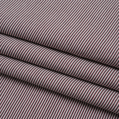 Cotton Pincord Shirting - Black, White and Red Railroaded Stripes - Deadstock