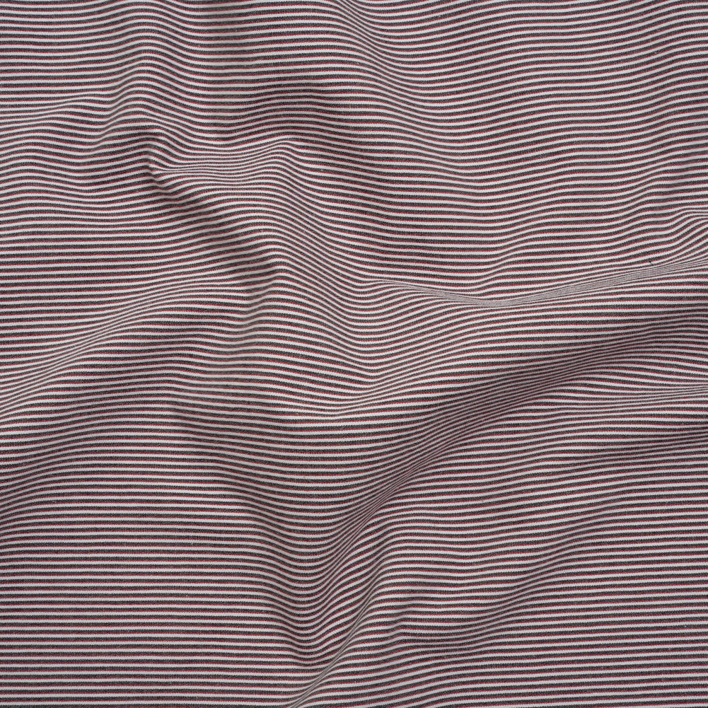Cotton Pincord Shirting - Black, White and Red Railroaded Stripes - Deadstock