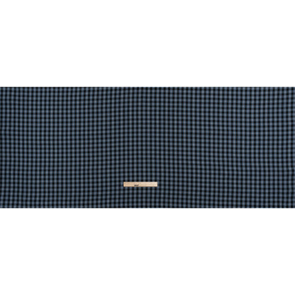 Cotton and Polyester Shirting Made in Italy - Black, Navy and White Plaid - Deadstock