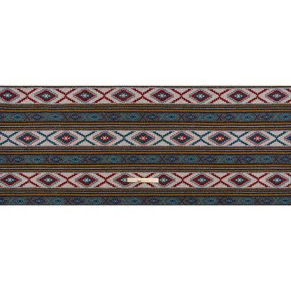 Heavy Wool Blend Jacquard - Turquoise, Mustard Yellow and Red Southwestern Geometric Stripes - Deadstock