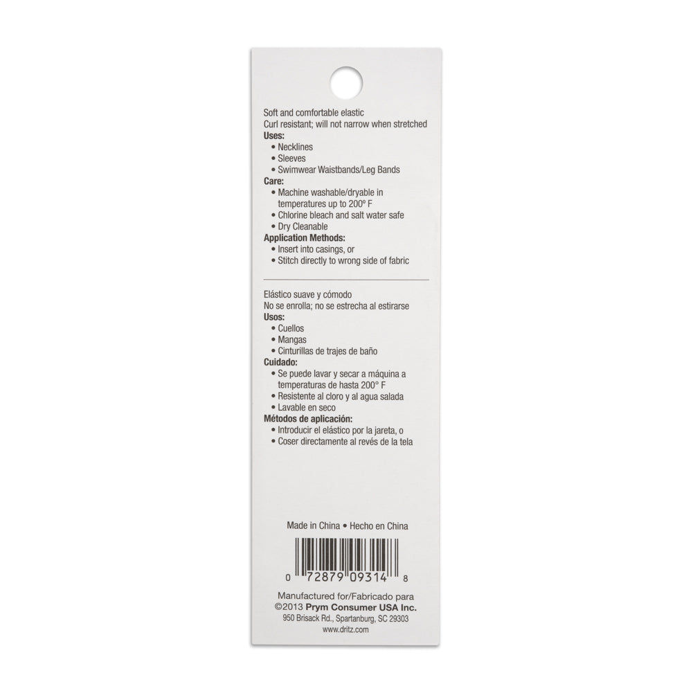 Dritz Knit Elastic - 0.25" x 3 yd - White
