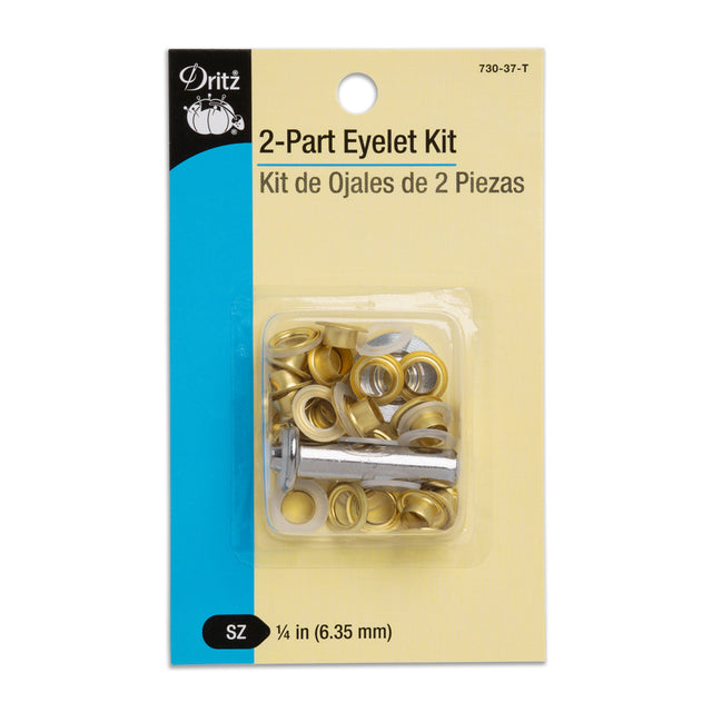 Dritz 2-Part Eyelet Kit - Matte Gold Size 0.25" Eyelets - 15 pc