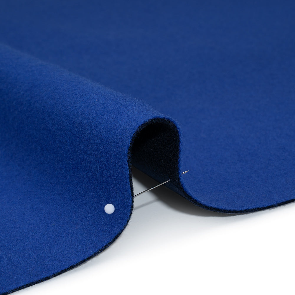 Wool and Cashmere Double Cloth Coating by Alexander McQueen - Blue and Black - Designer Deadstock - Detail