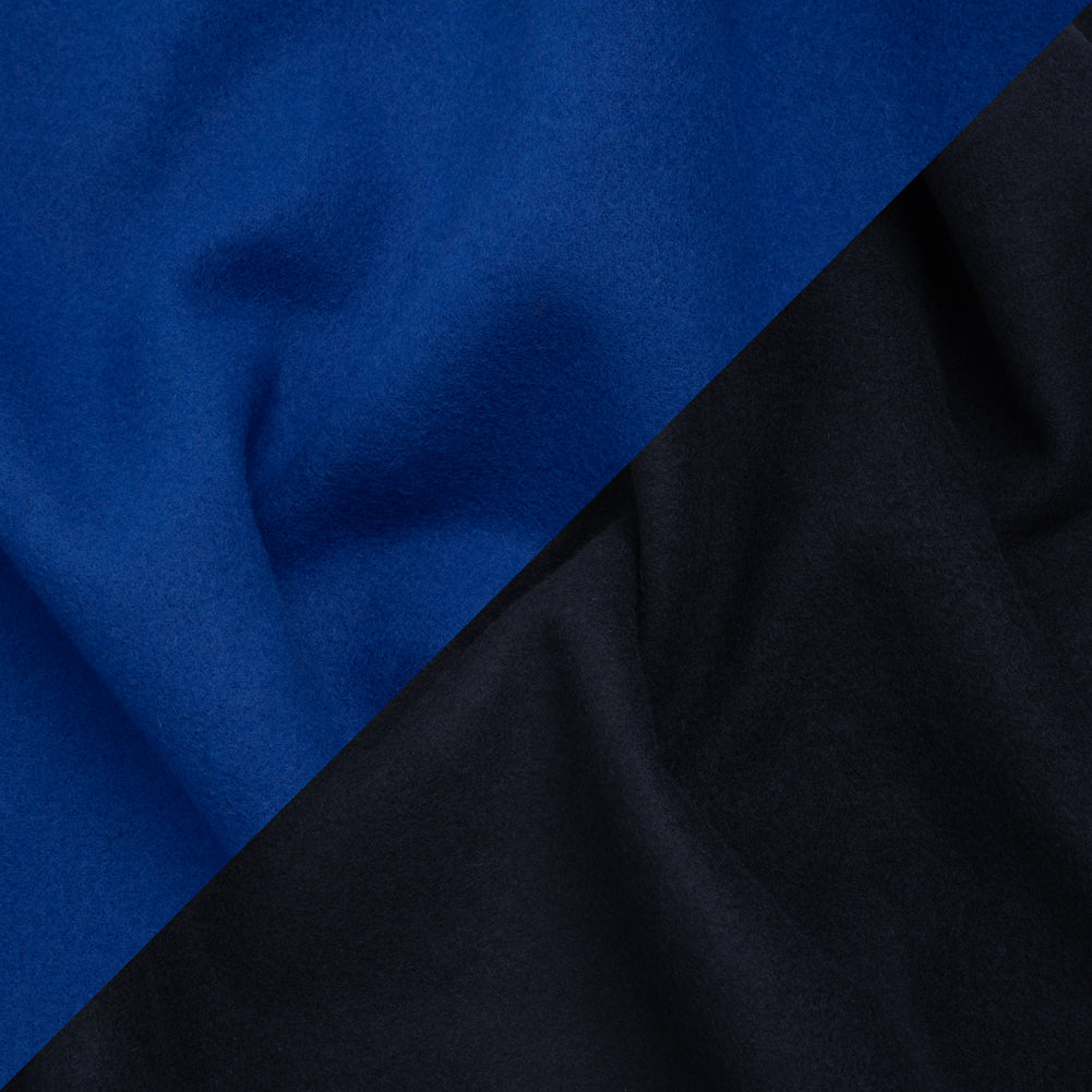 Wool and Cashmere Double Cloth Coating by Alexander McQueen - Blue and Black - Designer Deadstock