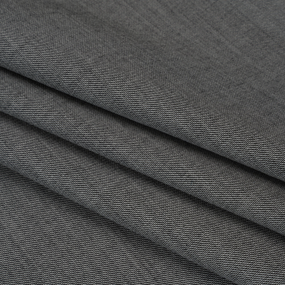 Wool Twill Suiting by Alexander McQueen - Black and White Heathered - Designer Deadstock - Folded