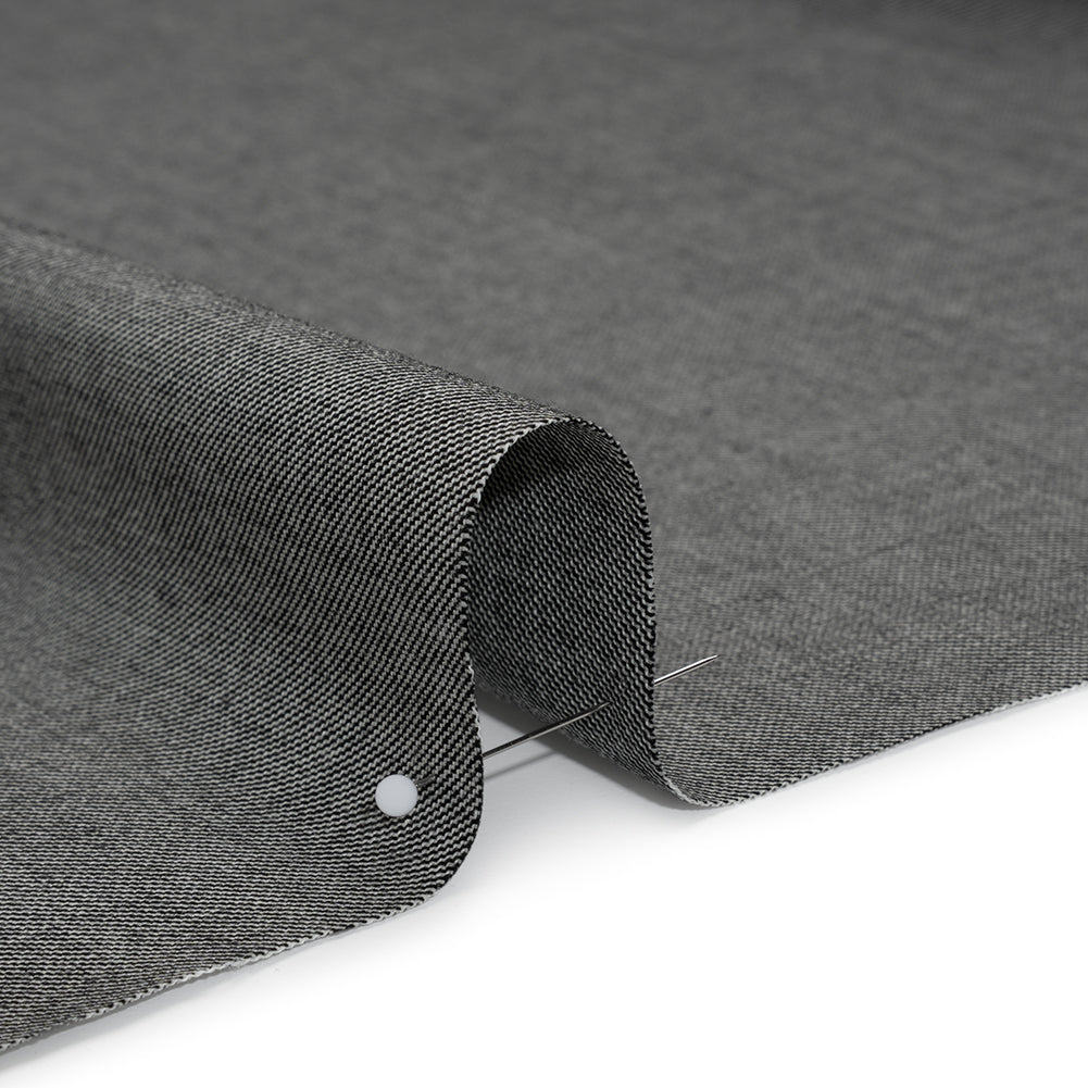 Wool Twill Suiting by Alexander McQueen - Black and White Heathered - Designer Deadstock - Detail