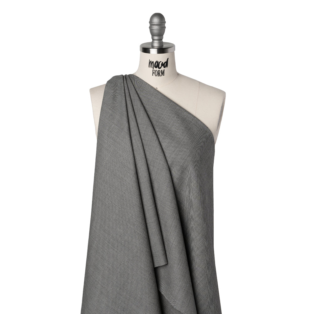 Wool Twill Suiting by Alexander McQueen - Black and White Heathered - Designer Deadstock - Drape