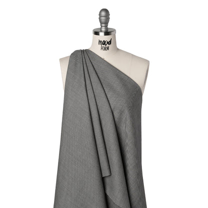 Wool Twill Suiting by Alexander McQueen - Black and White Heathered - Designer Deadstock