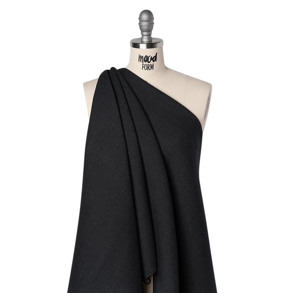 Wool Twill Coating by Alexander McQueen - Charcoal - Designer Deadstock - Drape