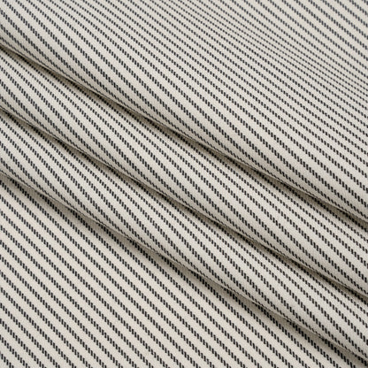 Wool Twill Suiting by Alexander McQueen - Cream and Black Chalk Stripes - Designer Deadstock Folded